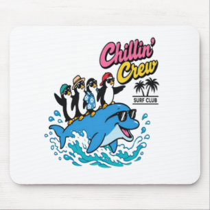 Tapis De Souris T-Shirt Chillin Crew Surf Club Manchot Dauphin
