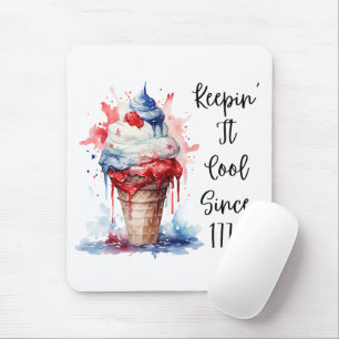 Tapis De Souris T-shirt crème glacée Patriotique 4 juillet