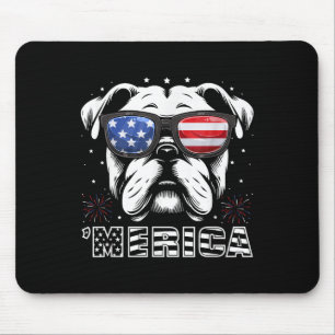 Tapis De Souris T-shirt de chien patriotique Bulldog 4 juillet Mer