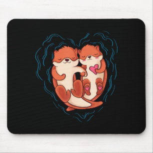 Tapis De Souris T-shirt de la Saint-Valentin pour loutre mignonne 