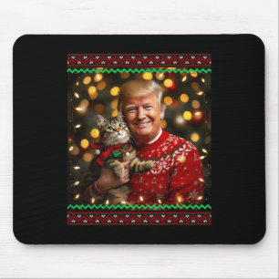Tapis De Souris T-shirt de Noël drôle pour amateur de chat Trump l