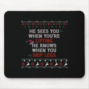 Tapis De Souris T-shirt de Noël laid et drôle style Fitness de lev