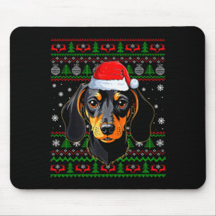 Tapis De Souris T-shirt de Noël laid pour adultes avec chien Dachs