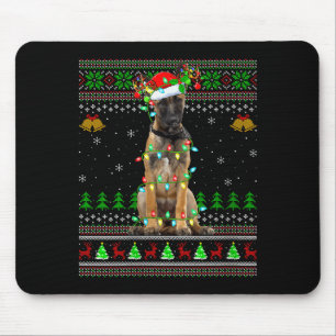 Tapis De Souris T-shirt de Noël moche pour femme Chien Malinois Be