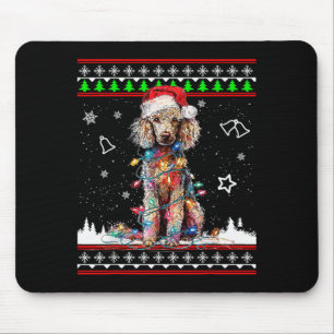 Tapis De Souris T-shirt de Noël Poodle Ugly Sweater Drôle de chien