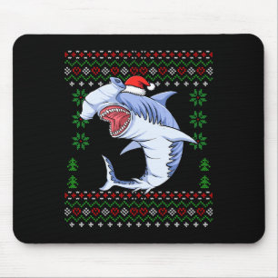 Tapis De Souris T-shirt de Noël Requin Marteau Santa Noël dégueula