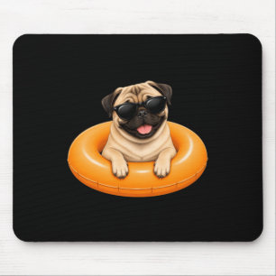 Tapis De Souris T-shirt d'été Pug Flotteur de piscine pour chien m