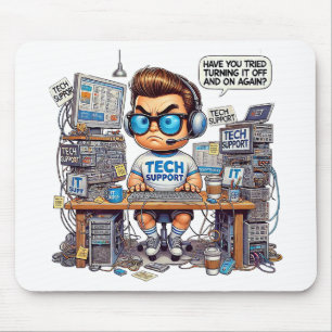 Tapis De Souris T-shirt drôle de dessin animé de support technique
