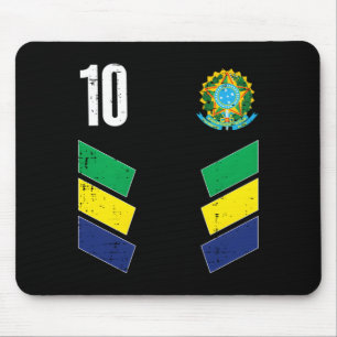 Tapis De Souris T Shirt Fan de Foot Bresil Drapeau Numéro 10_1