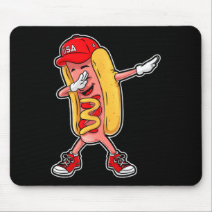 Tapis De Souris T Shirt Hot Dog Dabbing 4 Juillet Hotdog Merica