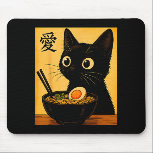 Tapis De Souris T-shirts graphiques drôles japonais Ramen de chat 