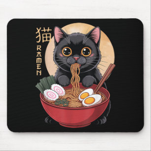 Tapis De Souris T-shirts graphiques drôles Ramen de chat japonais 