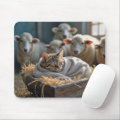 Tapis De Souris Tabby Cat Dans Le Manger De Grange (Avec souris)