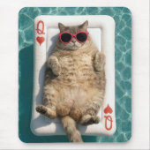 Tapis De Souris Tabby Cat Floating On Queen of Hearts Pool Float (Devant)