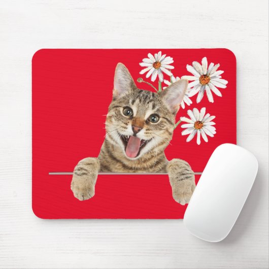 Tapis De Souris Tabby Chat et Daisies (Avec souris)