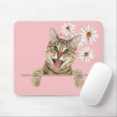 Tapis De Souris Tabby Chat et Daisies (Avec souris)
