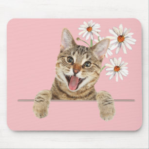 Tapis De Souris Tabby Chat et Daisies