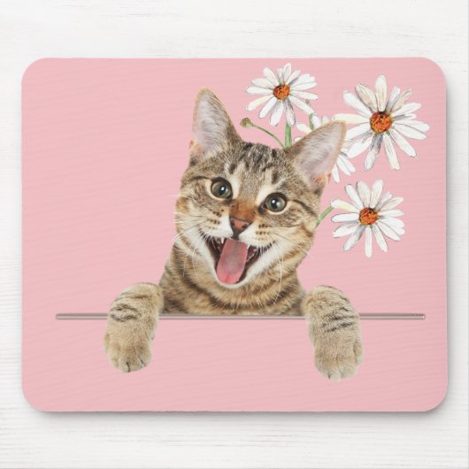 Tapis De Souris Tabby Chat et Daisies (Devant)