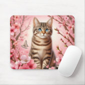 Tapis De Souris Tabby Chat Japonais Cerisier Fleur Kitten (Avec souris)