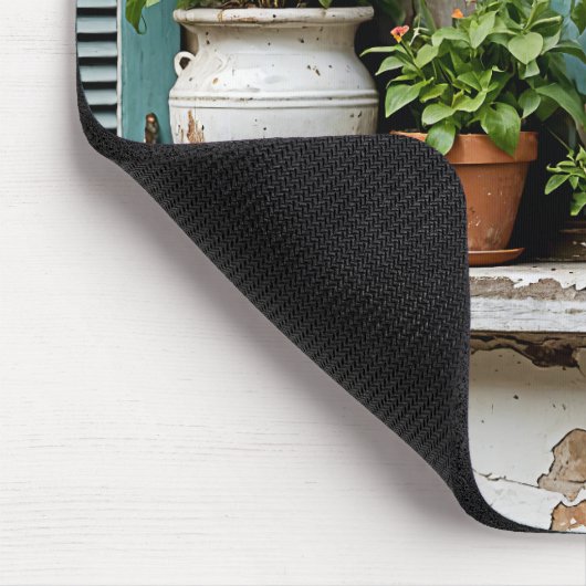 Tapis De Souris Tabby Chat Sur Ancienne Porte-Fenêtre (Coin)