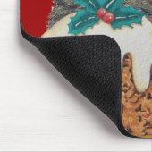 Tapis De Souris tabby gris chaton mignon lécher patte noël (Coin)