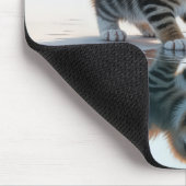Tapis De Souris Tabby Kitten Réflexion dans une flaque (Coin)