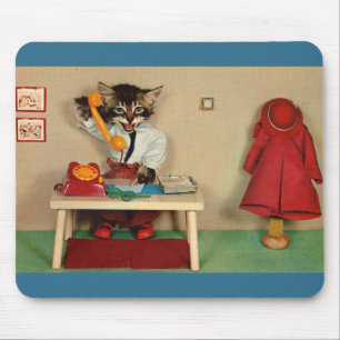 Tapis De Souris tabby kitten secrétaire RPPC