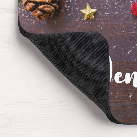 Tapis De Souris Table de Noël rustique avec pin et neige (Coin)