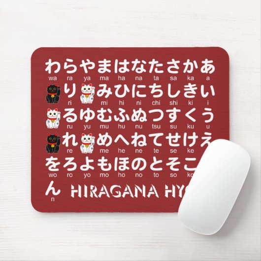 Tapis De Souris Table japonaise Hiragana (Lucky Cat) (Avec souris)