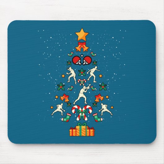 Tapis De Souris Table Tennis Ng Ng Player Christmas Tree Xmas Long (Devant)