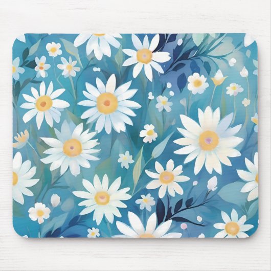 Tapis De Souris Tableau avec fleurs blanches (Devant)