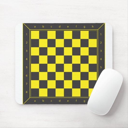 Tapis De Souris Tableau jaune et noir d'échecs (Avec souris)