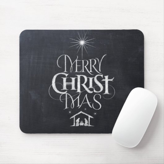Tapis De Souris Tableau noir Joyeux Noël Nativité chrétienne (Avec souris)