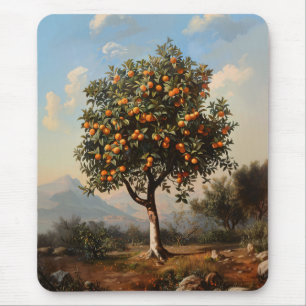 Tapis De Souris Tableau Paysage vintage Orange Tree