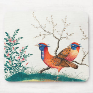 Tapis De Souris Tableau vintage d'oiseaux