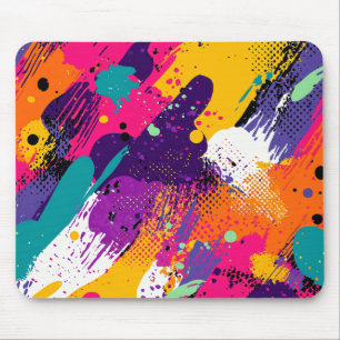 Tapis De Souris Tache de peinture grunge violet magenta néon