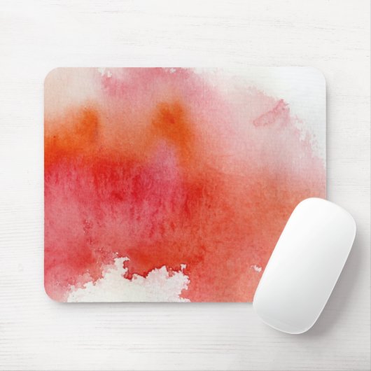 Tapis De Souris Tache rouge, peint à la main abstrait d'aquarelle (Avec souris)