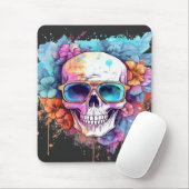 Tapis De Souris Taches crâniennes florales (Avec souris)