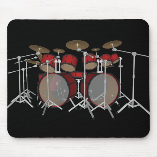 Tapis De Souris Tambours : Kit de tambour rouge : modèle 3D : (Devant)