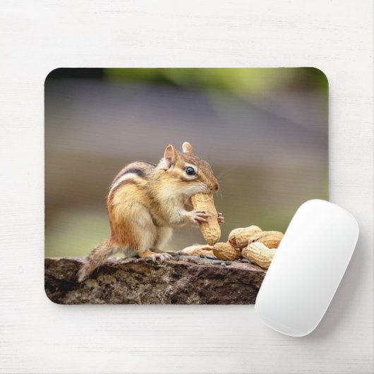 Tapis De Souris Tamia mangeant une arachide (Avec souris)