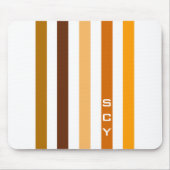 Tapis De Souris Tan Brown Orange Vertical Stripes Monogramme (Devant)