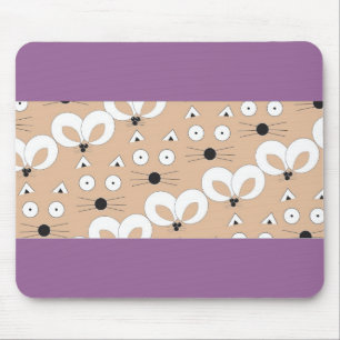 Tapis De Souris Tan de motif de chat et de souris
