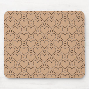Tapis De Souris Tan et Black Love Coeurs et motif Pois