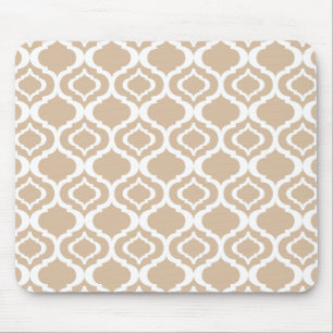 Tapis De Souris Tan et motif marocain géométrique blanc de trellis