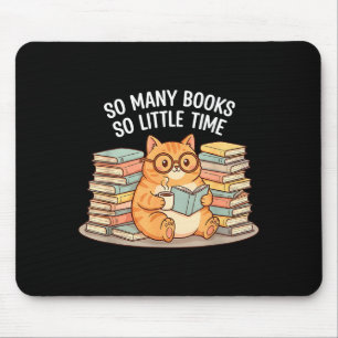 Tapis De Souris Tant de Livres Peu de Temps Chat Avec Café 