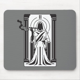 Tapis De Souris Tarot Grande Prêtresse Fumée de Weed Occulte