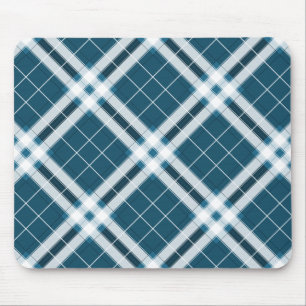 Tapis De Souris Tartan en bleu et blanc