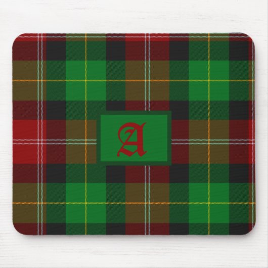 Tapis De Souris Tartan Scottish Plaid Red & Green Monogram (Devant)