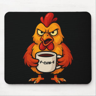 Tapis De Souris Tasse de café F-caw-f drôle de coq poule poulet Co