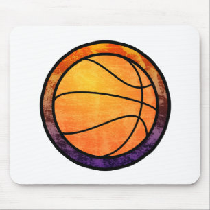 Tapis De Souris Tasse pourpre orange d'emblème de basket-ball